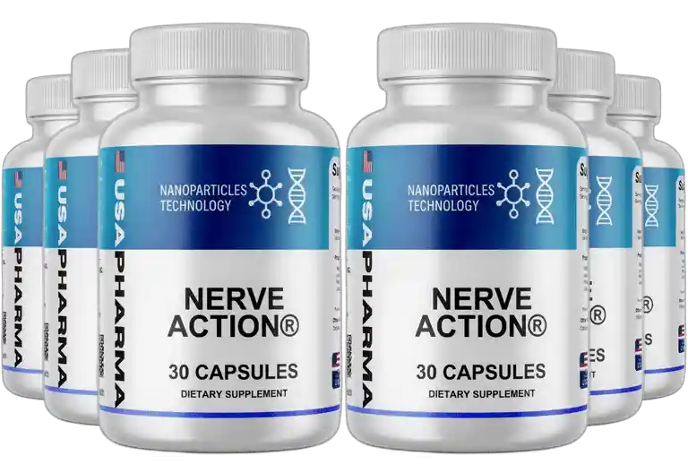 NerveAction capsule supplement bottles supporting nerve health and daily comfort